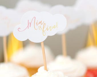 Printable Cloud Cupcake Toppers - You Are My Sunshine