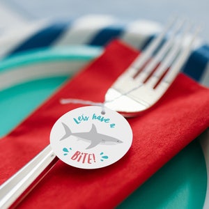 Printable Cutlery Tags - Shark Party