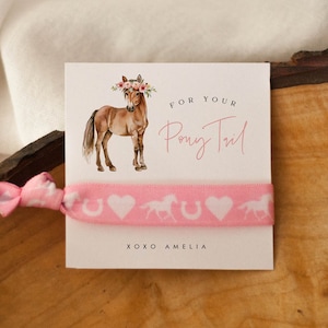 Pferd Gunst Anhänger - Pferdeschwanz Halter - Haarkrawatte Anhänger - Scrunchie Karte