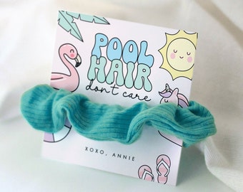 Pool Party Favor Tag - Scrunchie Card -  Editable Template - Instant Download