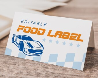 Race Car Birthday Party Food Label Template