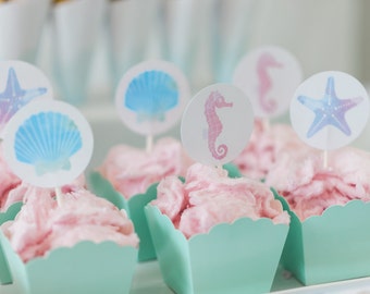 Printable Cupcake Toppers - Mermaid Party - Sea Creatures