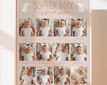 Some Bunny First Year Poster  - Bunny First Birthday -  boho bunny