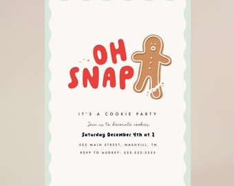 Oh Snap Christmas Cookie Party Invitation Template