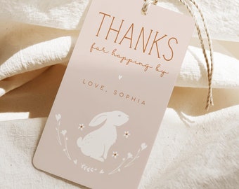 Some Bunny First Birthday Favor Tag Template - Boho - Neutral