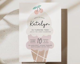 Ice Cream Invitation - Summer Birthday - Template