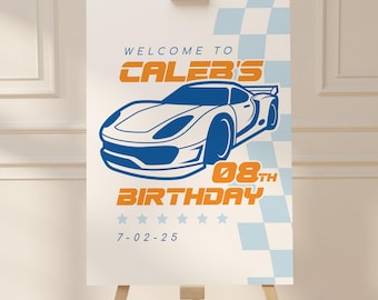 Race Car Birthday Party Welcome Sign Template