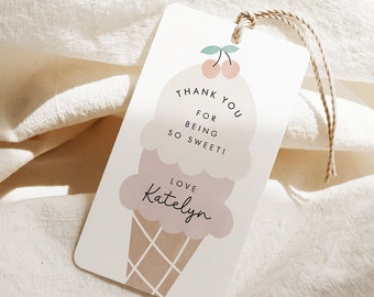 Editable Ice Cream Favor Tag - Template - Instant Download - Ice cream birthday