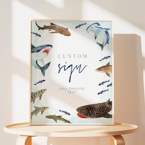Shark Birthday - Custom Sign - 8x10 - Shark Infested - Instant Download