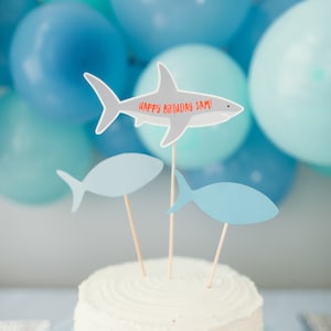 Printable Cake Topper  - Shark Birthday Party