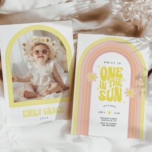 One In The Sun Birthday Invitation - Template - First Birthday