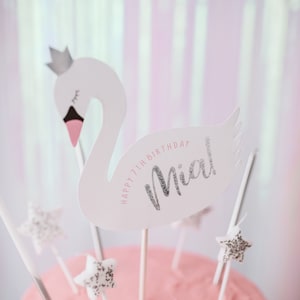 Printable Swan Cake Topper - Swan Lake Party