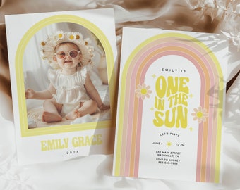 One In The Sun Birthday Invitation - Template - First Birthday