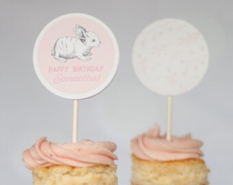 Printable Bunny Cupcake Toppers - Party Circles - Tags