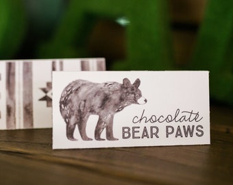 Printable Bear Food Labels - Man Cub Birthday - watercolor - menu cards - food tents