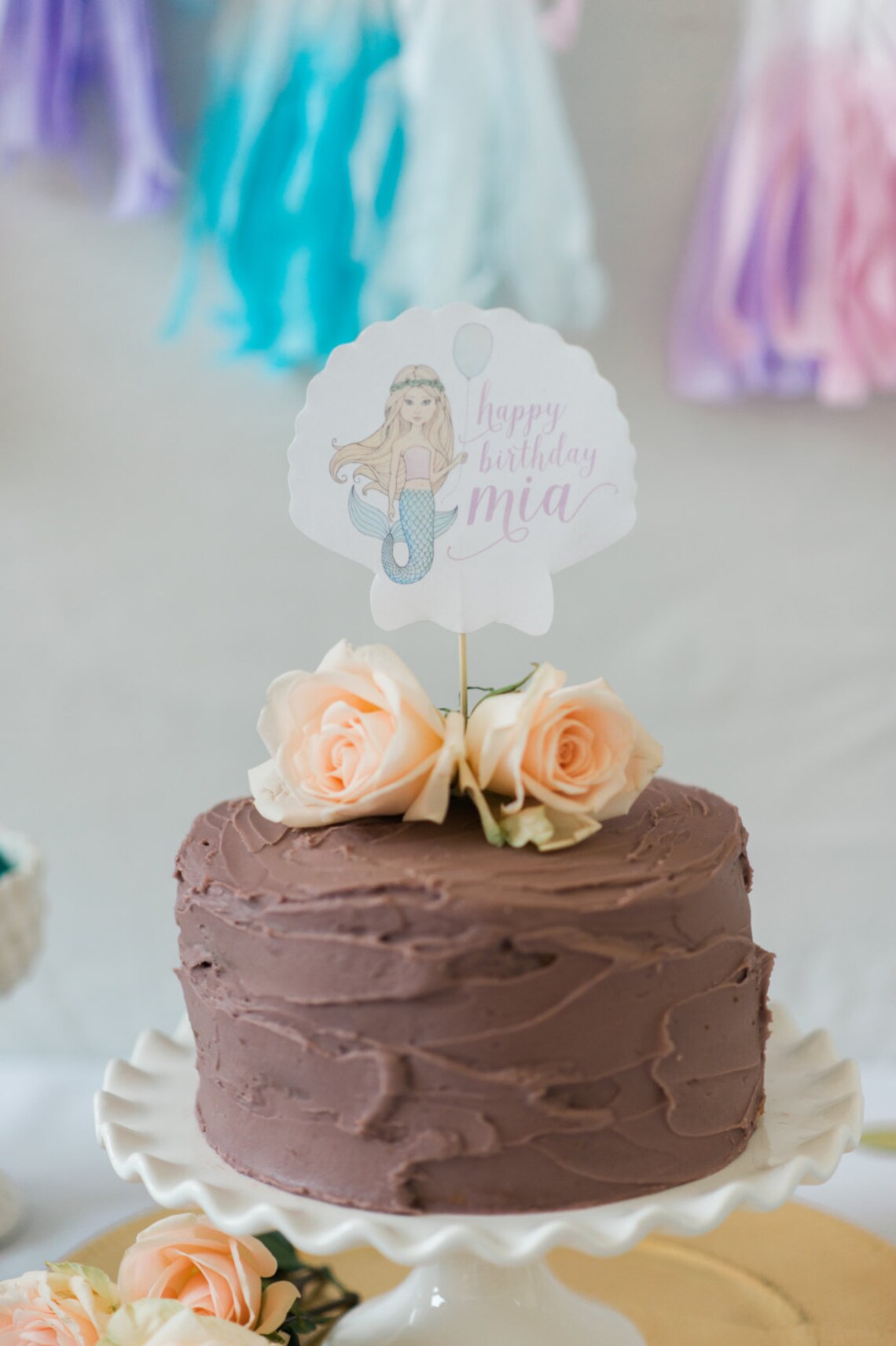 Printable Cake Topper Mermaid Birthday Party | Etsy