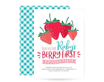 Berry Sweet Birthday Invitation - strawberry, berry theme