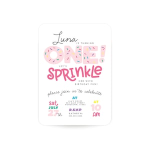Sprinkle Birthday Invitation - First birthday