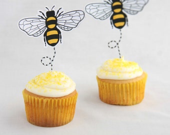 Printable Bees - Cupcake Toppers - Table Confetti - Honey Bee Birthday