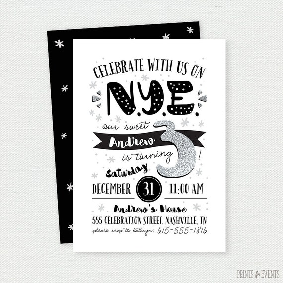 New Years Eve Birthday Invitation Il_570xn