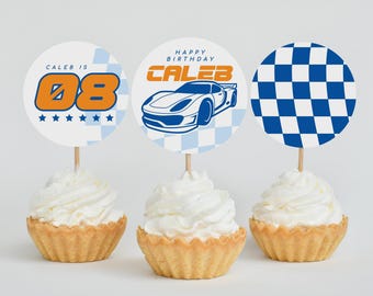 Race Car Birthday Party Cupcake Topper Template