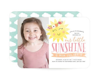 You Are My Sunshine Photo Birthday Invitation