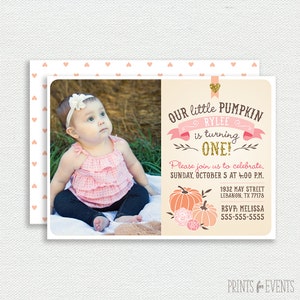 Our Little Pumpkin Photo Invitation - Birthday Invitation