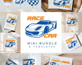 Race Car Birthday Party Template Bundle