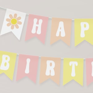 One In The Sun Garland - Happy Birthday Banner - Template