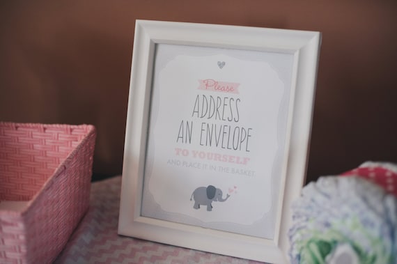 Printable Address an Envelope Sign - Pink Elephant Baby Shower Il_570xn