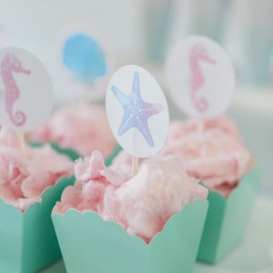 Printable Cupcake Toppers Mermaid Party Sea Creatures image 2