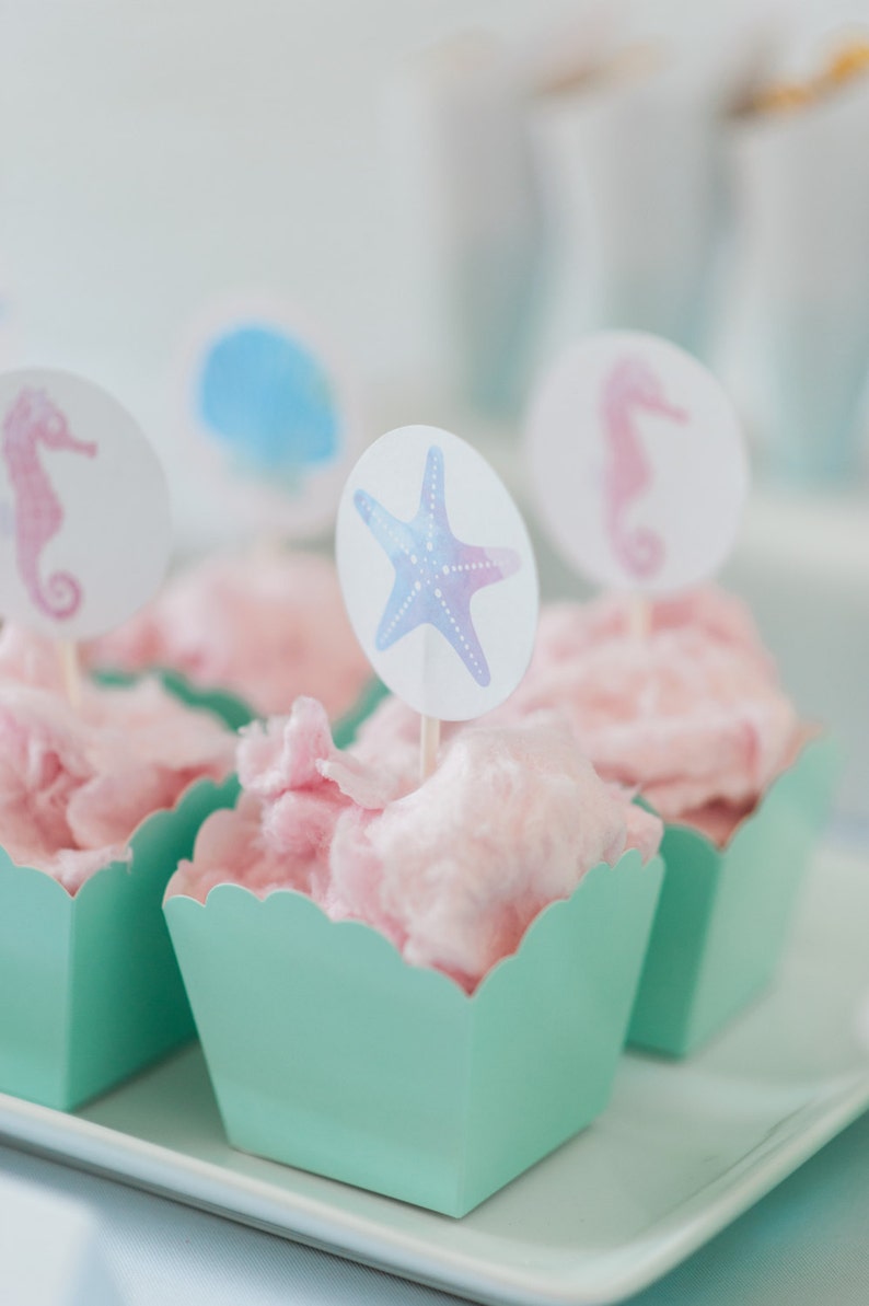 Printable Cupcake Toppers Mermaid Party Sea Creatures image 2