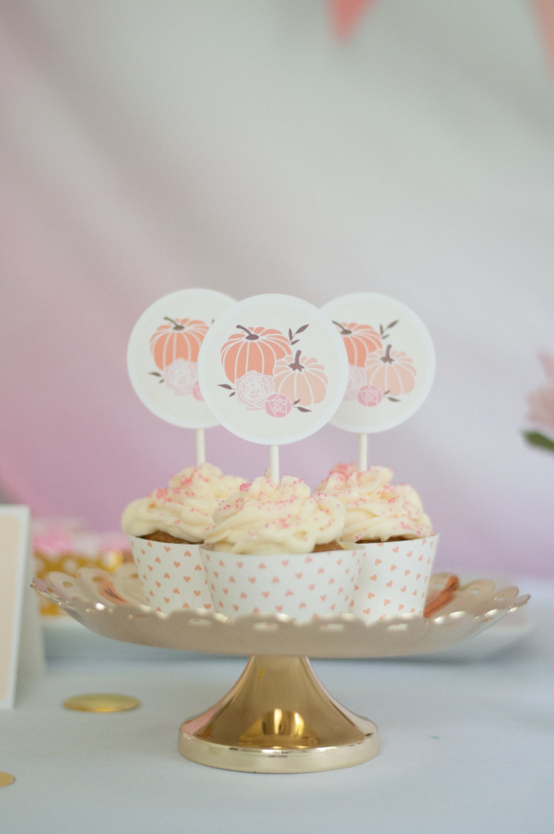 Printable Cupcake Toppers Our Little Pumpkin Party Etsy