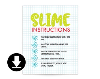 Radioactive Slime Instructions Sign - Instant download