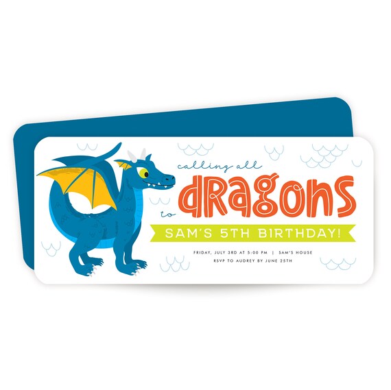 Dragon Birthday Invitation - dragon party - personalized Il_570xn