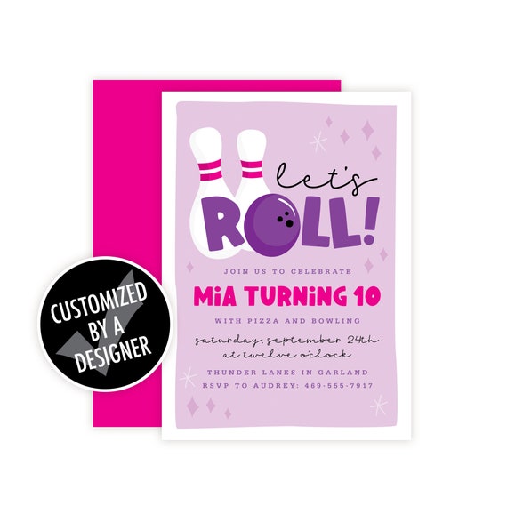 Printable Bowling Birthday Party Invitation Digital by Prints For