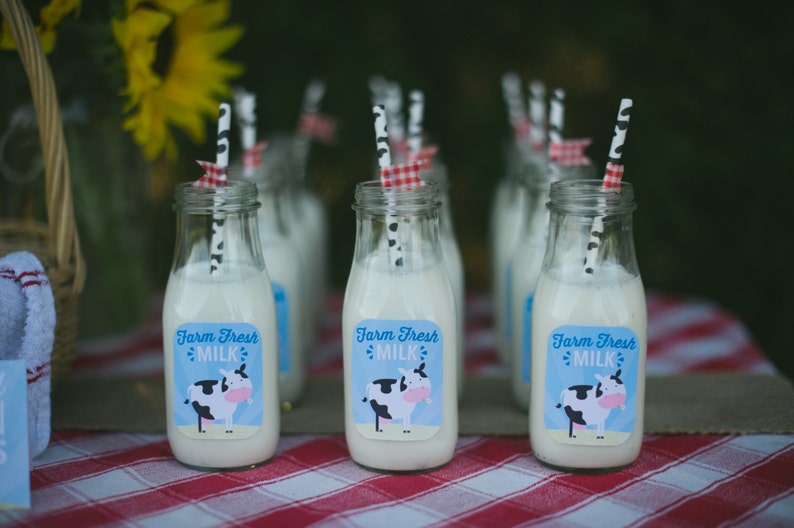 printable milk bottle labels farm animal birthday party etsy