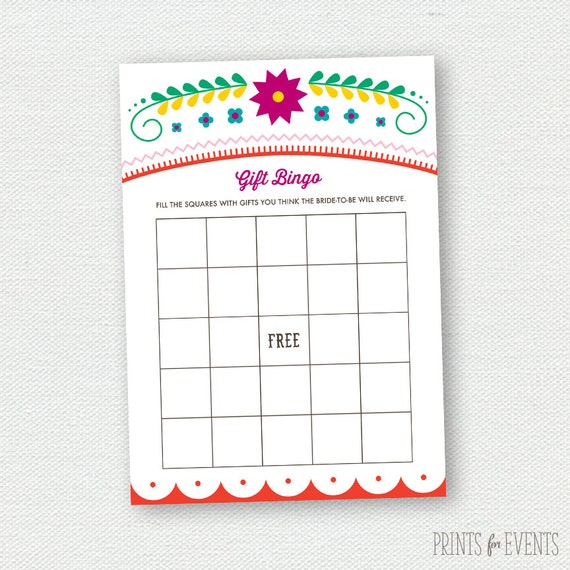 Printable Bingo Card - Fiesta Bridal Shower - Shower Game by Prints For ...