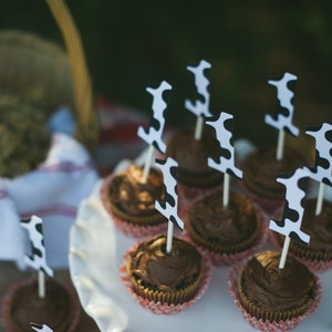 Printable Cupcake Toppers - Cow Print - Number One - Farm Animal Birthday Party