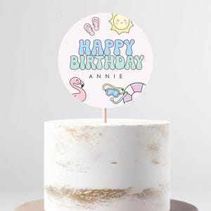 Pool Party Cake Topper - Editable Template - Instant Download