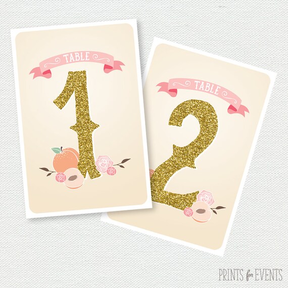 Our Little Peach Table Signs - Table Cards, Table Numbers Il_570xn