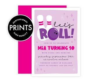 Bowling Birthday Party Invitations  - Printed