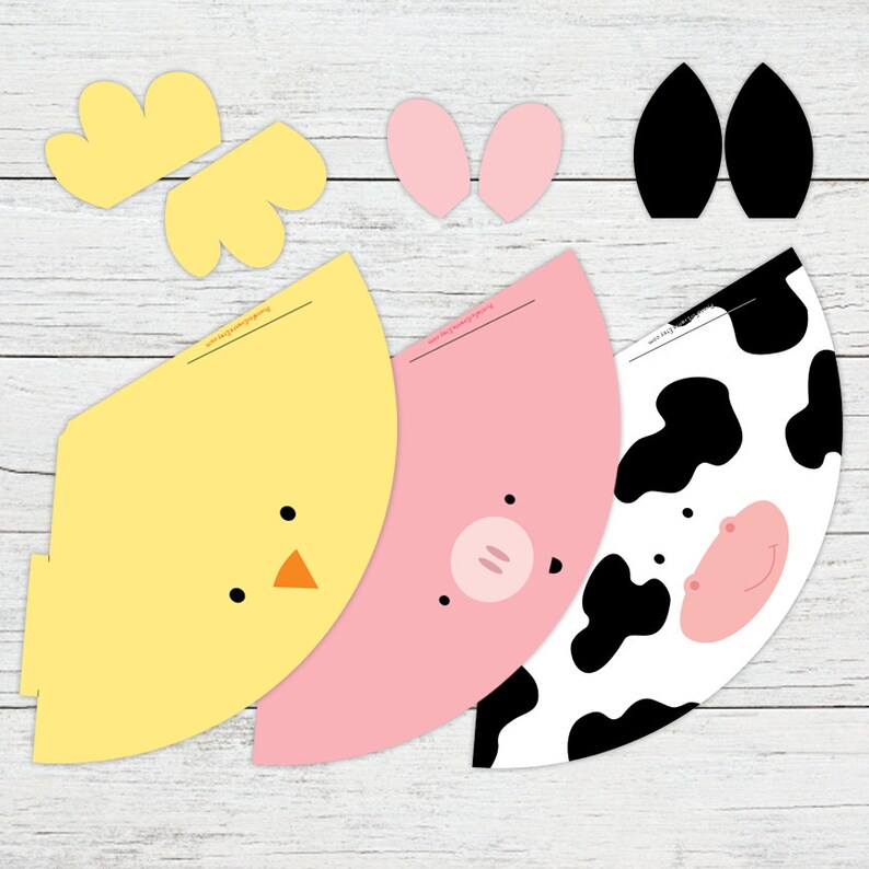 Printable Party Hats Farm Animal Birthday Party Cow Hat Etsy