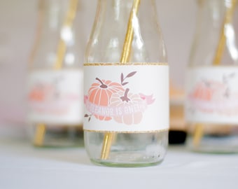 Étiquettes imprimables pour bouteilles d'eau - Fête d'anniversaire petite citrouille