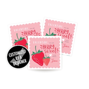 Berry Sweet Valentine - Classroom Valentine's Day Cards - Strawberry