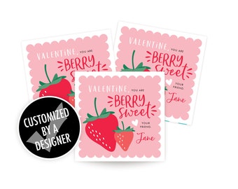 Berry Sweet Valentine - Classroom Valentine's Day Cards - Strawberry