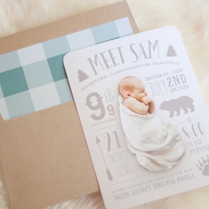 Faire-part de naissance imprimable - typographie - ours des bois