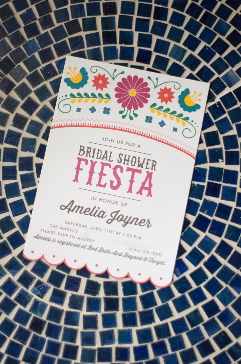 Printable Fiesta Bridal Shower Invitations Mexican Cinco De Mayo image 2