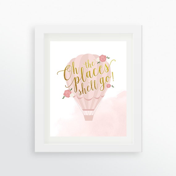 Hot Air Balloon Wall Art Oh The Places She Ll Go Gold Foil - Hot Air Balloon Wall Art Nursery Hot Air Balloon Wall Art Oh The Places She Ll Go Gold Foil - Hot Air Balloon Wall Art Nursery