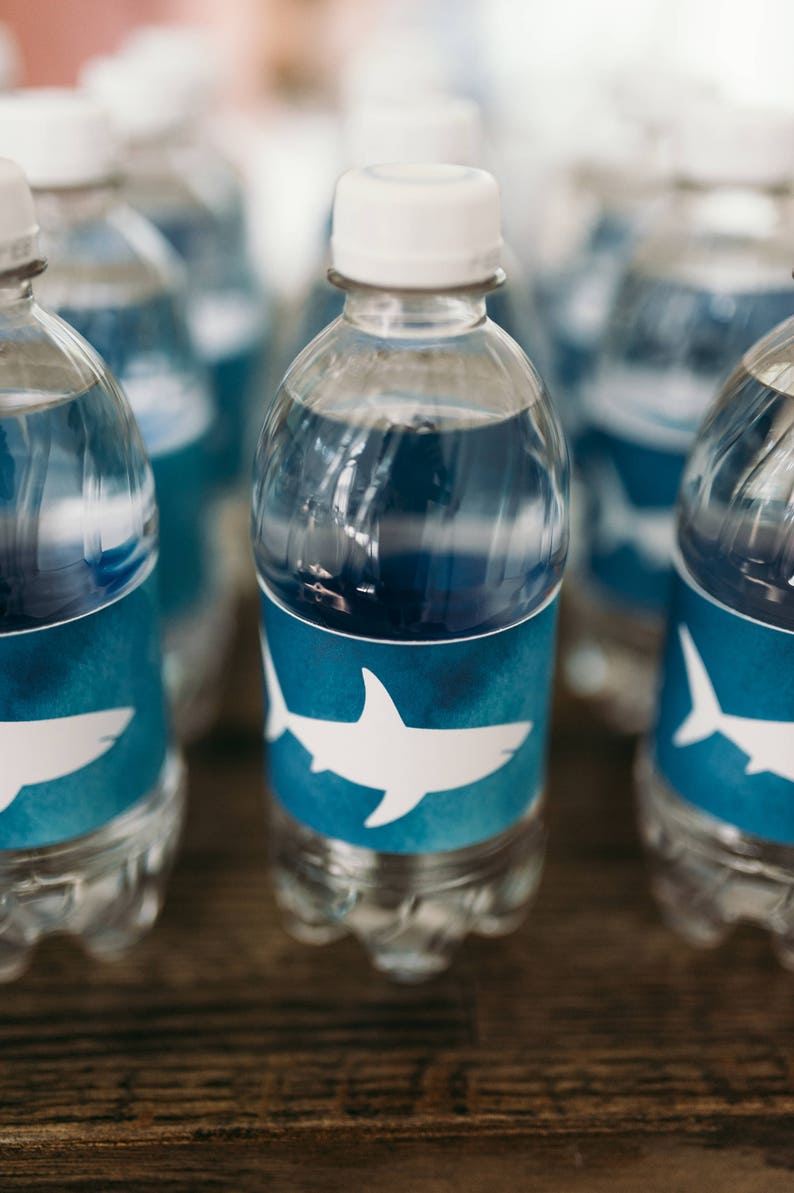 Printable Water Bottle Labels Shark Birthday image 2